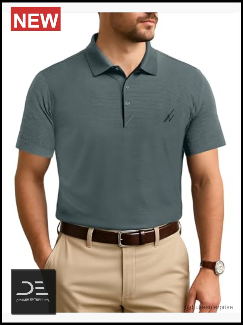 Men's UPF 70+ Moisture Wicking Quick Dry Performance Golf Polo Shirt - Picture 2 of 7